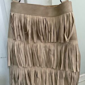 Fringed Tan Shoulder Bag